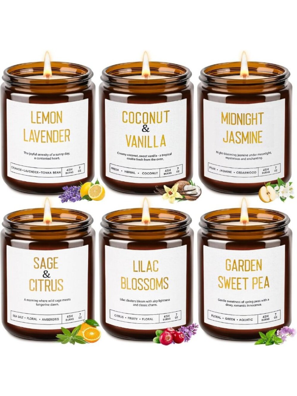 Scented Soy Candles Gift Set - Non-Toxic, 6 Pack for Home Decor & Relaxation